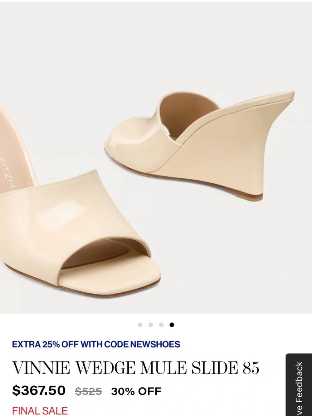 Y2K Stuart Weitzman Vinnie Wedge Mule Slide in Cream size 7B